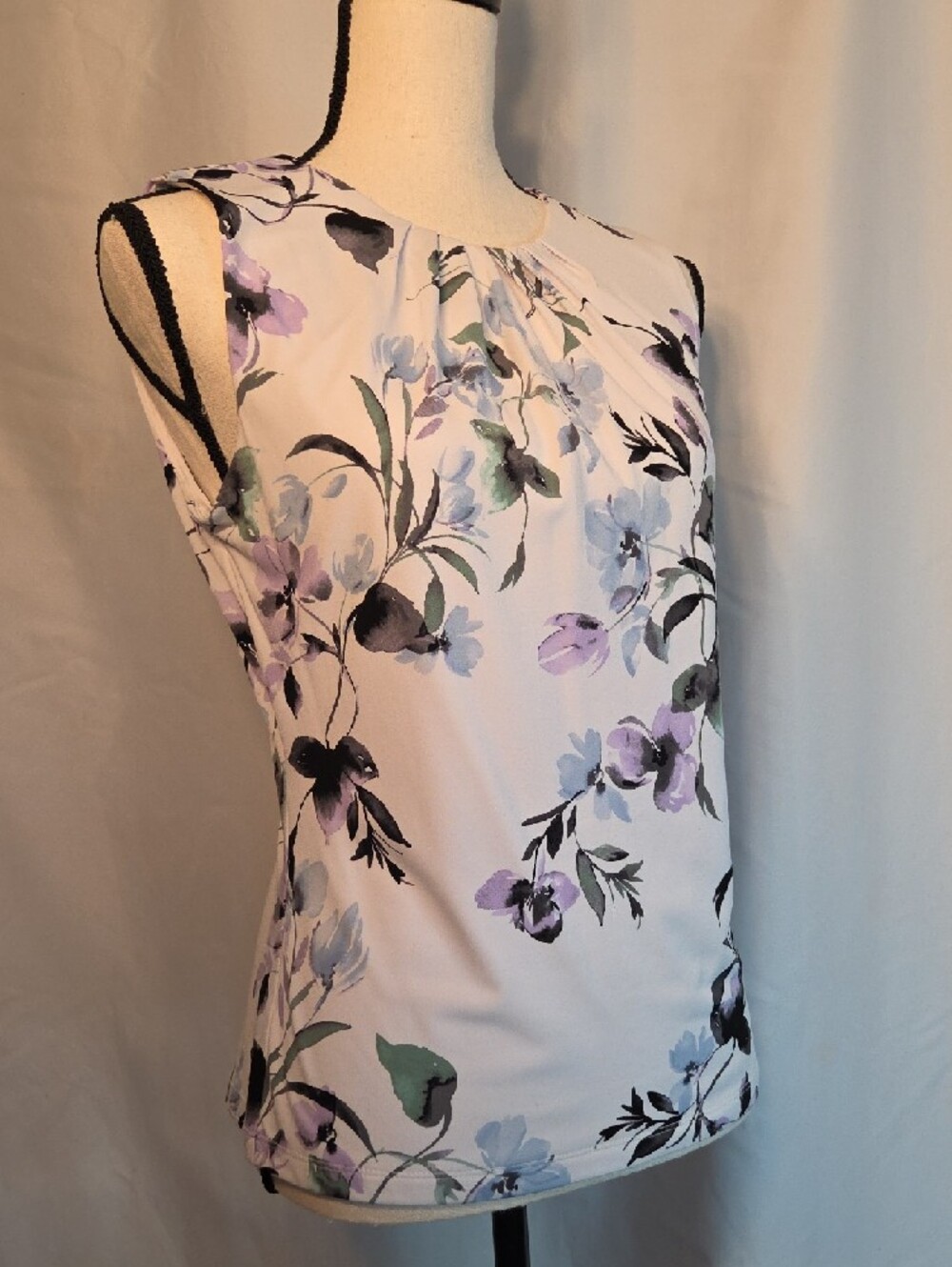 Calvin Klein Floral Sleeveless Camisole in Lavender, Blue and Black